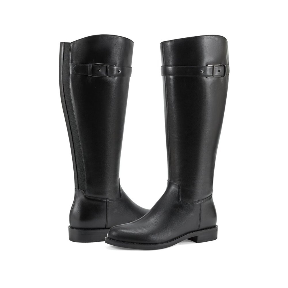 Black Leather Knee High Riding Boots Easy Spirit Aubrey Size 9.5 Wide - Picture 1 of 9